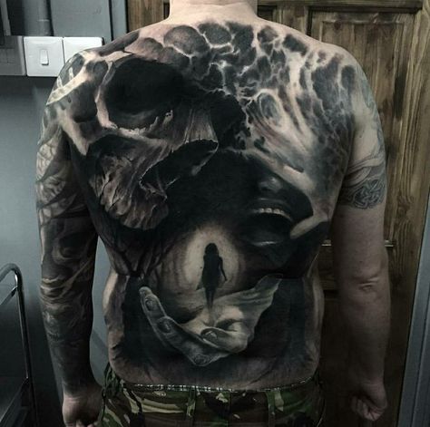 Tattoo King, Backpiece Tattoo, Full Background, Tattoo Power, Skull Sleeve Tattoos, Back Piece Tattoo, Kunst Tattoos, Full Back Tattoos, Back Tattoos For Guys