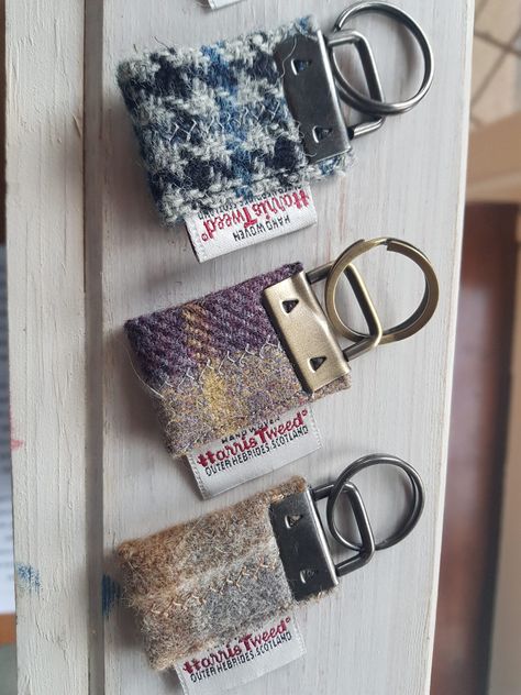 Beautiful Harris Tweed handmade keyrings. A lovely selection of tweeds available. please state your colour choice when ordering.   The post Handmade Harris Tweed Keyring appeared first on The Market Co. Harris Tweed Crafts, Handmade Keyrings, Material Ideas, Harris Tweed, Sewing Gifts, Color Choices, Locket, Craft Ideas, Hand Weaving