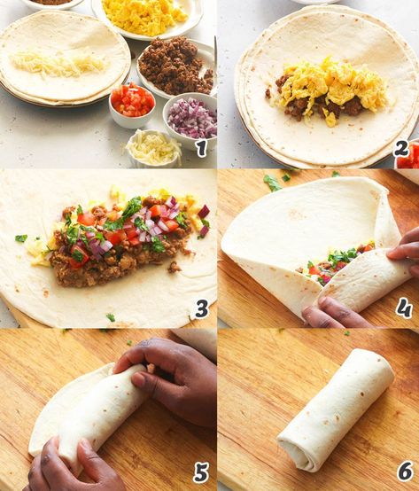 How To Fold a Burrito Burrito Healthy, Fold A Burrito, Breakfast Burrito, Burritos Recipe, Tortilla Recipe, Healthy Food Dishes, Meal Of The Day, Dinner Healthy, How To Fold