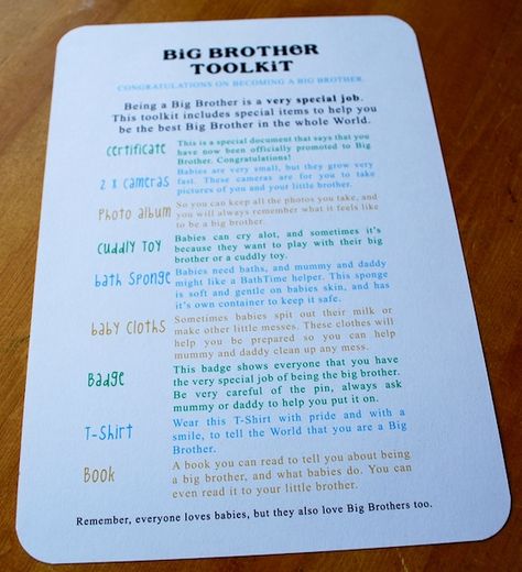 Big Brother Tool Kit... Deffinately Making dalton one of these!!! New Brother Gift, Big Brother Survival Kit Ideas, Big Brother Baby Shower Ideas, Big Brother Gift Ideas, Big Brother Kit, Big Sister Kit, Big Sibling Gifts, Big Brother Gifts, Brother Ideas