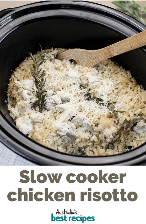 Crockpot Chicken Risotto Recipes, Chicken Risotto Crockpot, Slow Cook Risotto, Crock Pot Risotto, Slow Cooker Chicken Risotto, Slow Cooker Noodle Recipes, Slow Cooker Risotto Recipes, Risotto Slow Cooker, Chicken Casserole Slow Cooker