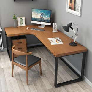 L Shaped Workstation, L Study Table, L Shaped Study Table, Radna Soba, Corner Desks, Corner Writing Desk, Industrial Style Desk, Type Writing, Solid Wood Writing Desk