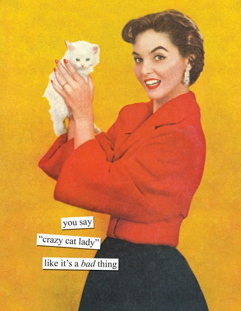 Product Captions you say “crazy cat lady” like it’s a bad thing | Anne Taintor Katt Grejer, Anne Taintor, Retro Pictures, Lady Like, Retro Humor, Cat People, Cat Quotes, Cat Person, Crazy Cat