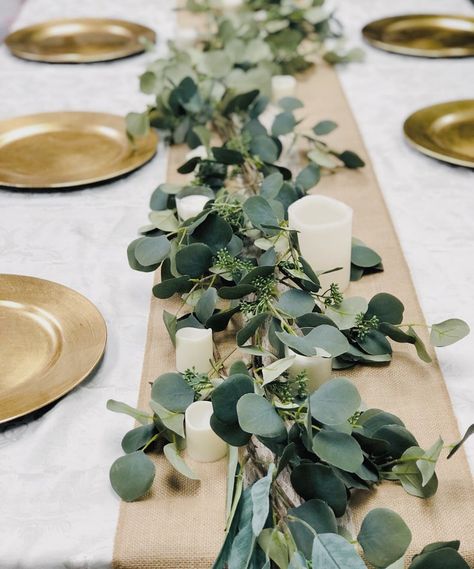 58 inch Long Quality Artificial lush green silver dollar | Etsy Artificial Eucalyptus Garland, Deco Champetre, Tafel Decor, Arch Decoration, Eucalyptus Garland, Seeded Eucalyptus, Greenery Garland, Eucalyptus Wedding, Diy Backdrop