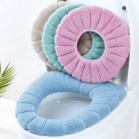 PRICES MAY VARY. Easy to clean: The Reusable Toilet Seat Cushion can be washed in hand or in machine, and it can be reused for many times. Material: The Bathroom Soft Thicker Warmer made of soft and comfortable plush is durable and long-lasting,also stable, harmless, safe to use. Stretchable: The 31cm Toilet Seat Cover Pad with good elasticity makes it easy to fit most O-shaped, U-shaped and V-shaped toilet seats. Gift: Washable Bathroom Seat Cover Pads are deemed as a practical present as birth Nordic Toilet, Toilet Ring, Electric Toilet, Bathroom Safety, Toilet Mat, Toilet Bowls, Toilet Covers, Four Season, Toilet Seat Cover