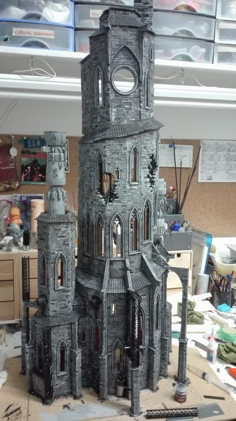 Diorama House Diy, Mordheim Buildings, Castle Diorama, Warhammer Diorama, Castle Model, Maquette Architecture, Model Castle, Castle Project, 3d Templates