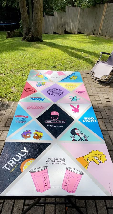 Frat Cornhole Boards, Beer Pong Table Painted Ideas Boys, Diy Beer Pong Table Designs, Diy Beer Pong Table Paint Ideas, Cup Pong Tables Painted, Pong Board Ideas, Ping Pong Table Painted, Frat Pong Table, Sushi Tumblr