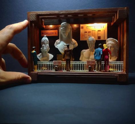 Mini Art Museum, Figure Diorama, Diorama Museum, Miniature Museum, Shadow Box Art Sculptures & Statues, Soap Carving, Famous Artwork, History Museum, Mini Art