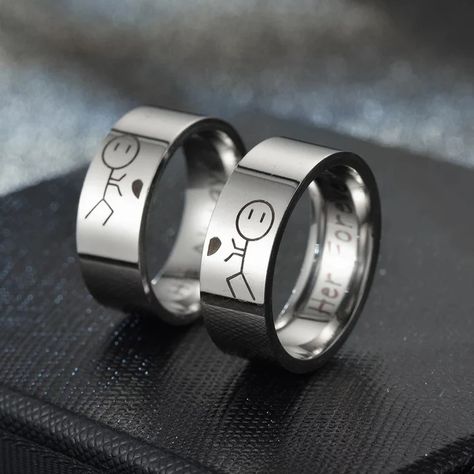 Engraved Promise Rings, Matching Couple Rings, Romantic Rings, Couple Wedding Rings, Couple Ring, Matching Rings, Titanium Rings, Matching Band, Custom Birthday