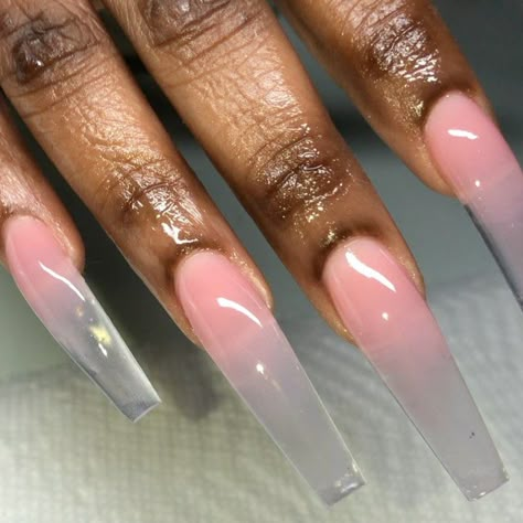 Good Nails Aint Cheap! on Instagram: “Pink to clear ombré fade!💦 Inspired by @mollymalnails  Using @tammytaylornails p3 and @youngnailsinc speed clear  #nailsbygorgeousshai…” Pink And Clear Ombre Nails, Glass Ombre Nails, Ombré Clear Nails, Long Clear Nails, Clear Ombre Acrylic Nails, Ombre Clear Pink Nails, Clear Ombré Nails, Sheer Pink Ombre Nails, Black To Clear Ombre Nails