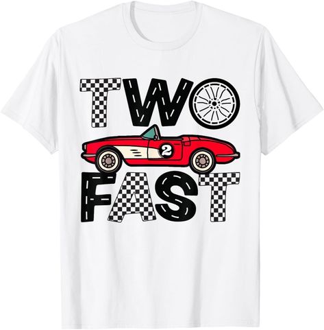 Zwei schnelle 2 neugierige Geburtstag 2 Jahre alte Pit Crew B-Day lustige Geschenk Unisex T-Shirt