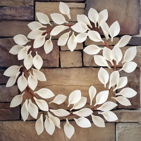 Felt Leaf Wreath, Sarah Berry, Felt Leaf, Front Door Wreaths, Modern Wreath, Perfect Hostess, Rock Springs, Felt Wreath, Felt Leaves