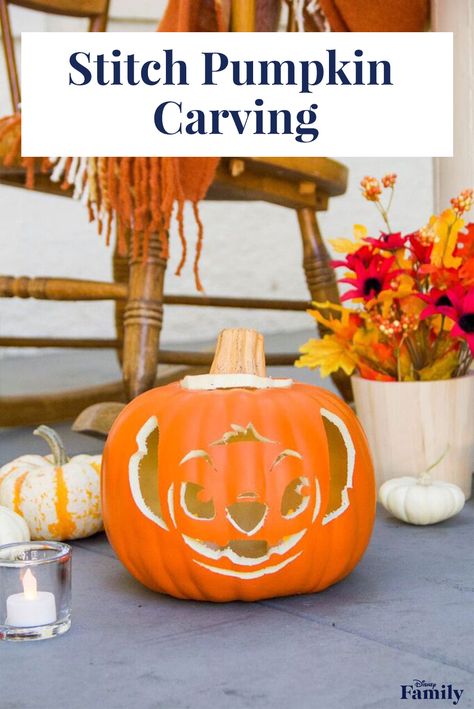 Stitch Pumpkin Carving, Hawaiian Halloween, Stitch Pumpkin, Pumkin Decoration, Pumpkin Carving Patterns Free, Cute Pumpkin Carving, Disney Pumpkin Carving, Pumkin Carving, Halloween Pumpkin Carving Stencils