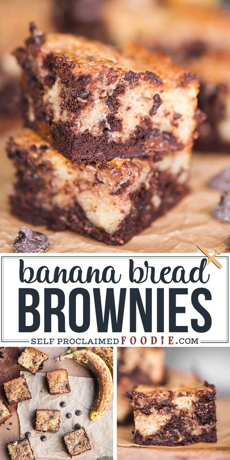 Banana Bread Brownies, Banana Brownies, Banana Dessert Recipes, Homemade Snickers, Moist Banana Bread, Banana Dessert, Easy No Bake Desserts, 140 Pounds, Dessert Bread