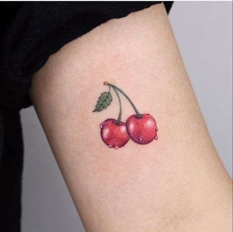 50 Best Fruit Tattoo Designs Cherry Tattoo Ideas, Tom Tattoo, Rockabilly Tattoos, Cherry Tattoo, Fruit Tattoo, Cherry Tattoos, Tattoo Shading, Red Ink Tattoos, Just Ink