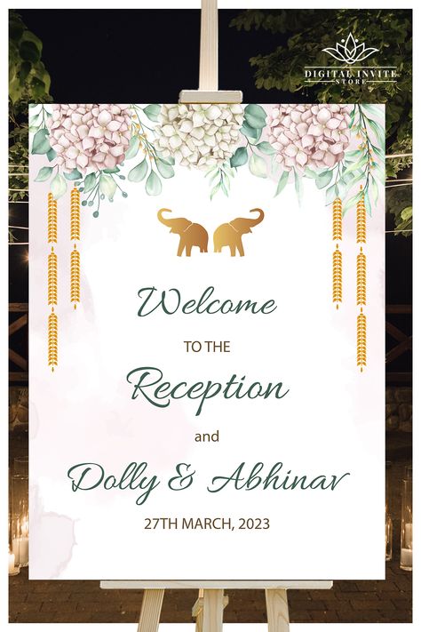 This Beautiful and Royal Indian Reception Welcome Sign template is perfect for Hindu Reception Welcome Sign as Indian Reception Welcome sign for your Reception di Raat, that is a editable and printable template download for Reception signage template! Reception Welcome Board Indian, Reception Board Welcome Signs, Reception Welcome Board, Reception Welcome Sign, Unique Wedding Signs, Small Wedding Decor, Decor Entrance, Indian Reception, Flex Banner Design