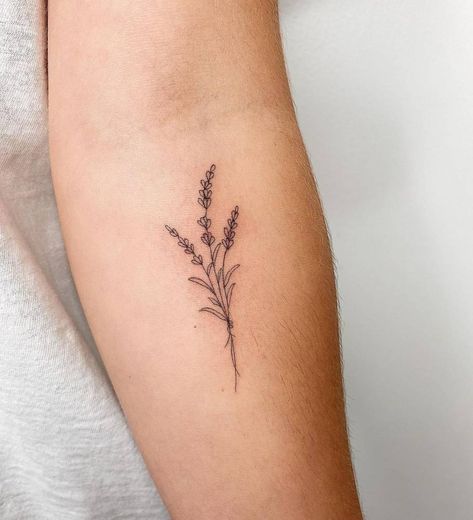 Line Lavender Tattoo, Fine Line Lavender, Fine Line Lavender Tattoo, Lilac Tattoo, Small Girly Tattoos, Inner Forearm Tattoo, Lavender Tattoo, Bouquet Tattoo, Inner Forearm