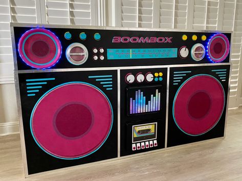 80s Boombox Diy, Diy Boombox Prop 80s Party, Boombox Decoration, 80s Theme Party Decorations 1980s, Boombox Prop, Diy Boombox, 80s Party Decorations, 80s Decor, 80s Theme Party