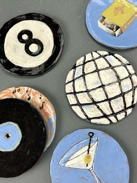 Air Dry Clay Coasters Tutorial: Perfect for Beginners and Experts Airdryclay Ideas Coaster, Homemade Coasters Clay, Homemade Trinket Dish, Pottery Painting Coaster, Air Clay Coasters, Polymer Clay Trinket Dish Diy, Costers Diy Clay, Ceramic Valentine Ideas, Air Dry Clay Coasters Diy