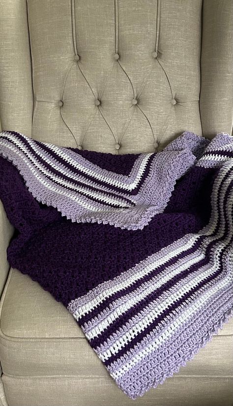 Knitted Stuff, Purple Crochet, Cottage Crafts, Crochet Throw Blanket, Bed Runner, Crochet Throw, Purple Lavender, Great Housewarming Gifts, Cozy Cottage