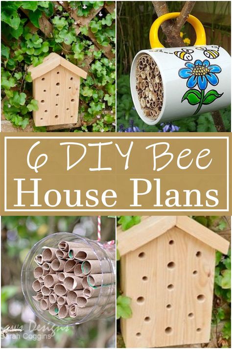 6 DIY Bee House Plans - DIY Crafts Building Bee Boxes, Diy Bee Box How To Build, Bee Hotels Diy How To Build, Butterfly And Bee Water Station, Diy Mason Bee House, Bee Houses Diy How To Build, How To Make A Bee House, Bee Hotel Diy Kids, Bee Watering Station Diy