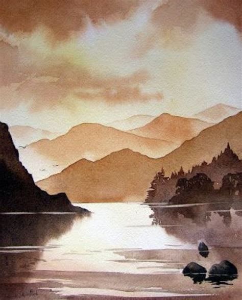 Landscape Painting Ideas For Beginners, Easy Watercolor Landscape, Landscape Painting Ideas, Mountains And Trees, Painting Ideas For Beginners, Watercolour Landscape, Watercolor Paintings For Beginners, Watercolour Inspiration, Watercolor Projects