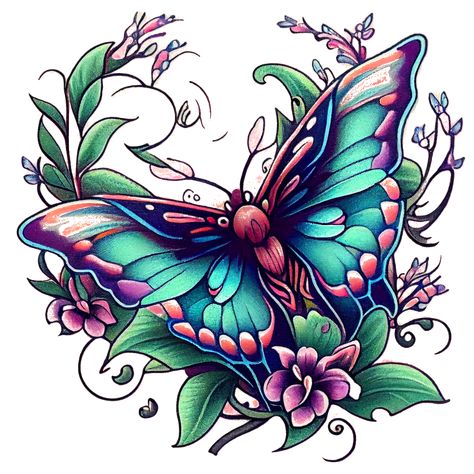 butterfly tattoo hands Neotrad Butterfly Tattoo, Neo Traditional Color Palette, Butterfly Tattoo Designs Drawing, Butterfly Tattoo Neo Traditional, Colorful Moth Tattoo, Neo Traditional Butterfly Tattoo, Neo Traditional Butterfly, Est Tattoos, Infinity Tattoo With Feather