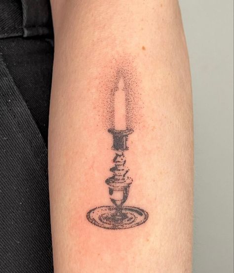 Candlestick Tattoo, Illusion Tattoo, Optical Illusion Tattoos, Stick Tattoo, Illusion Tattoos, Whimsical Tattoos, Optical Illusion Tattoo, La Tattoo, Candle Tattoo