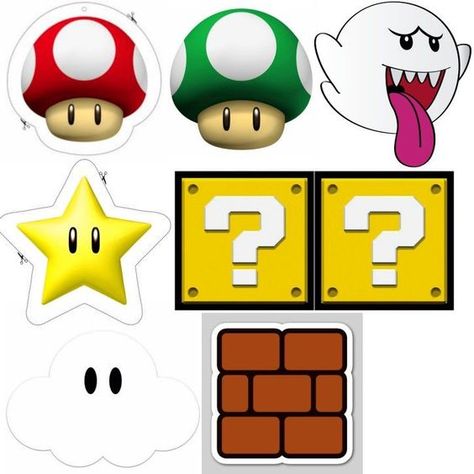 Super Mario Printouts, Super Mario Brothers Free Printables, Mario Printables Free, Super Mario Free, Mario Bros Birthday Party Ideas, Mario Crafts, Mario Room, Super Mario Bros Birthday Party, Super Mario Cake