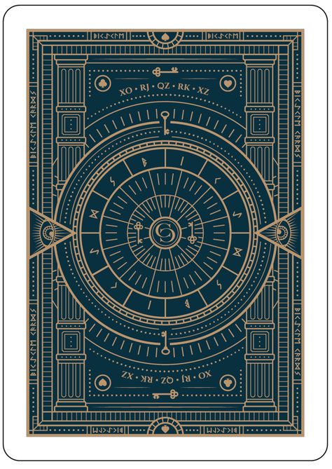 The Bicycle Cypher Playing Cards are inspired by the mysterious symbols and cryptography used by historical secret societies. The card backs and faces feature an encrypted message that collectors can decipher. A translation key is included on the ad cards inside the deck. They Cypher is a luxurious deck which has a dark blue tuck, and the inside of the tuck box is printed with an elegant key pattern. The intricate linework on the outside of the tuck is hot stamped in gold foil and is accented wi Letterpress Calendar, Cool Playing Cards, Encrypted Messages, Secret Societies, Bicycle Cards, Coded Message, Bicycle Playing Cards, Playing Cards Design, Vintage Playing Cards