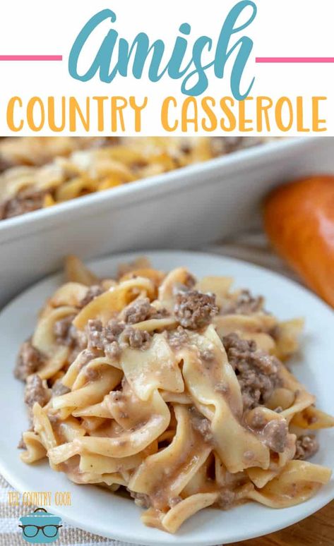 Amish Country Casserole is an easy and budget-friendly meals. Egg noodles, ground beef, special sauce and seasonings with a touch of cheese! #dinner #casserole Amish Country Casserole Recipe, Amish Country Casserole, Country Casserole, Dinner Casserole Recipes, Cheese Dinner, The Country Cook, Special Sauce, Amish Recipes, Country Cooking