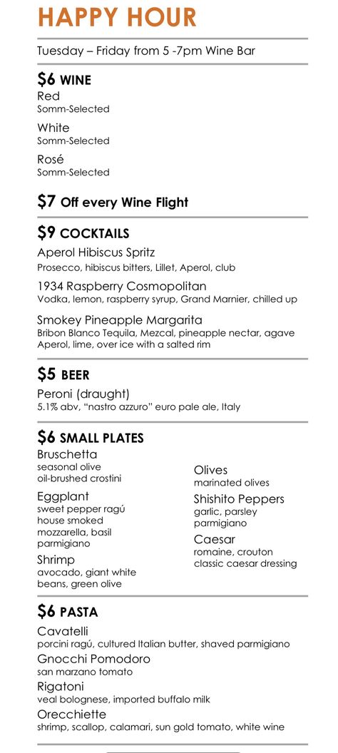 Wine Bar Food Menu Ideas, Happy Hour Menu Design, Happy Hour Menu, Pineapple Margarita, Marinated Olives, Oil Brush, Raspberry Syrup, Grand Marnier, Pale Ale