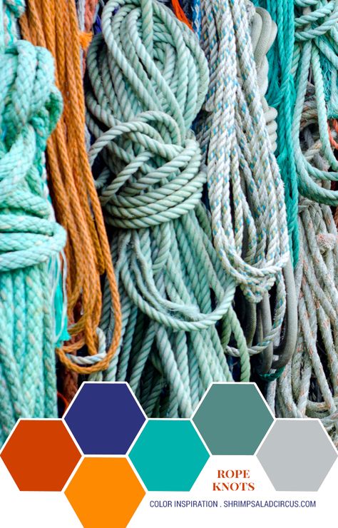 Classroom Color Palette, Nautical Color Palette, Marketing Colors, Nautical Colors, Decor Color Schemes, Cool Color Palette, Color Plan, Colored Rope, Coastal Beach Decor