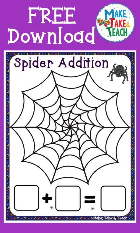 Spider Addition2.001 Spider Addition, Nursery Rhymes Preschool Crafts, Addition Activity, Math Craftivity, Halloween Classroom Activities, Intervention Activities, Halloween Teaching, Halloween Centers, Nursery Rhymes Preschool