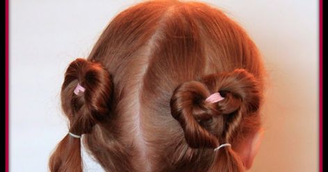 Need a quick valentines hairdo for your little girl?  These heart pigtails are soooooo easy and barely take any time at all.  Even if you do... Heart Pigtails, Topsy Tail Hairstyles, Hair Braid Diy, Valentines Hairstyles, Girls School Hairstyles, Tail Hairstyle, Teenage Hairstyles, Valentine Hair, Pigtail Hairstyles