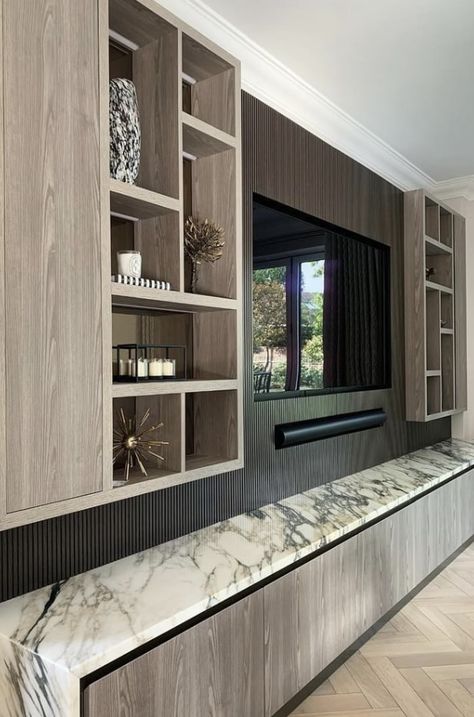 Sophie Paterson Interiors, Interior Design Portfolio Layout, Tv Built In, Living Room Wall Units, Tv Unit Interior Design, Joinery Design, Built In Cabinet, Furniture Details Design, Ceiling Design Bedroom