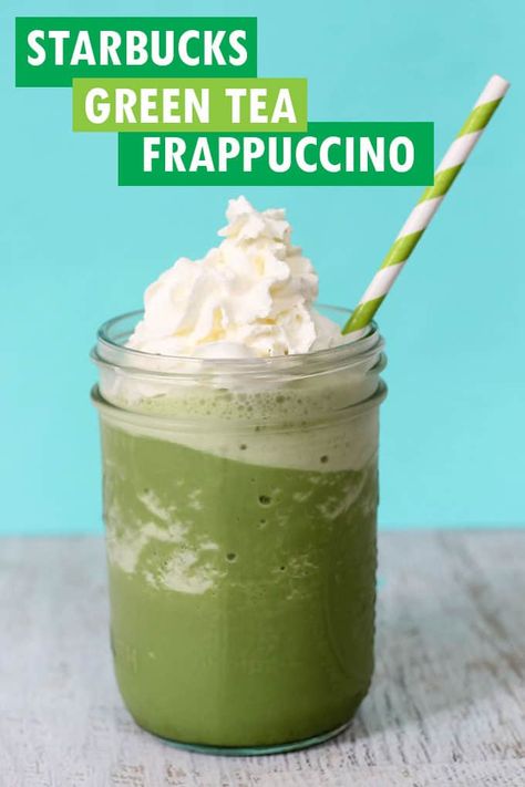 Green Tea Frappucino, Starbucks Green Tea Frappuccino, Green Tea Frappuccino, Matcha Frappuccino, Starbucks Green Tea, Blended Coffee Drinks, Starbucks Matcha, Healthy Starbucks Drinks, Frappuccino Recipe