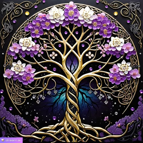 Tree Of Life Images, Magical Paintings, Tree Of Life Painting, Zen Painting, Fantasy Tree, Tree Of Life Art, Fantasy Wall Art, Art Gallery Wallpaper, Goddess Art