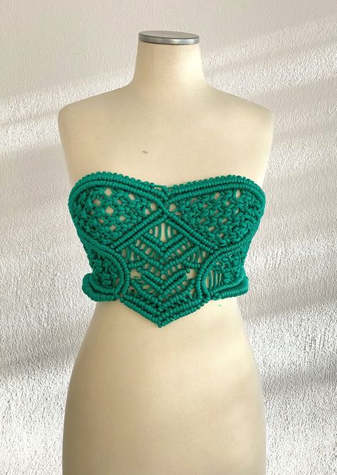 Macrame Top Diy, Crocheted Corset, Crochet Stays Corset, Crochet Patterns Corset, Macrame Corset Belt, Macrame Corset, Macrame Corset Top, Macrame Dresses, Korsett Top