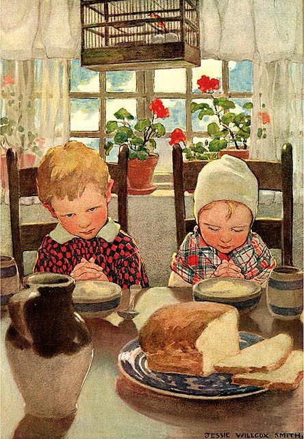 Jessie Wilcox Smith  http://contentinacottage.blogspot.com/2010/09/thankful-children-jessie-wilcox-smith.html Holiday Art Prints, Jessie Willcox Smith, Postal Vintage, Holiday Images, Vintage Thanksgiving, Hur Man Målar, Illustration Vintage, Art Et Illustration, Holiday Postcards