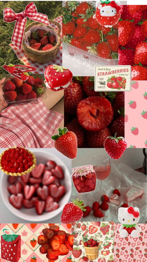 Strawberry Collage, Athletic Wallpaper, Strawberry Background, Flower Room Decor, Strawberry Girl, Strawberry Hearts, Cute Summer Wallpapers, Cute Laptop Wallpaper, Bling Wallpaper