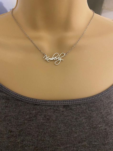 Ramazan Mubarak, Custom Silver Jewelry, Photo Chain, Silver Name Necklace, Personalized Name Plates, Name Necklace Silver, Sterling Silver Name Necklace, Trendy Hairstyle, Jewelry Sale