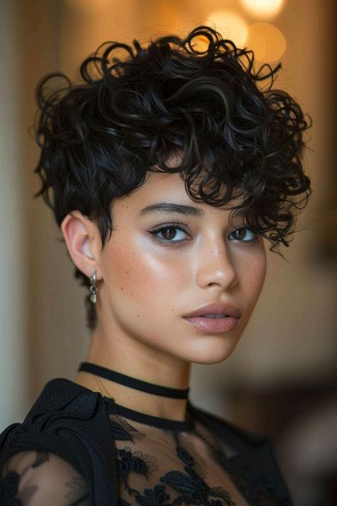 Fashion: #fashion, #style, #outfitinspiration, #beauty Short Curly Hairstyles For Women, Curly Pixie Hairstyles, Curly Pixie Haircuts, Short Curly Haircuts, Curly Pixie, Haircut Inspiration, Haircuts For Curly Hair, Pixie Haircuts, Curly Hair Cuts