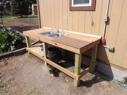 Garden, Fish, Game cleaning station Diy Fish Cleaning Station Ideas, Outdoor Butchering Station, Outdoor Dish Washing Station, Game Cleaning Station, Outdoor Sinks Station Backyards, Fish Cleaning Station Ideas, Fishing Bench, Outdoor Garden Sink, Hunting Storage