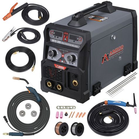 MTS-205, 205 Amp MIG TIG-Torch Stick Arc Combo Welder, Weld Aluminum, 110/230V Dual Voltage Welding - Walmart.com Best Tig Welder, Welders For Sale, Welding Aluminum, Welder Generator, Inverter Welder, Tig Torch, Tig Welder, Mig Welder, Belt Grinder