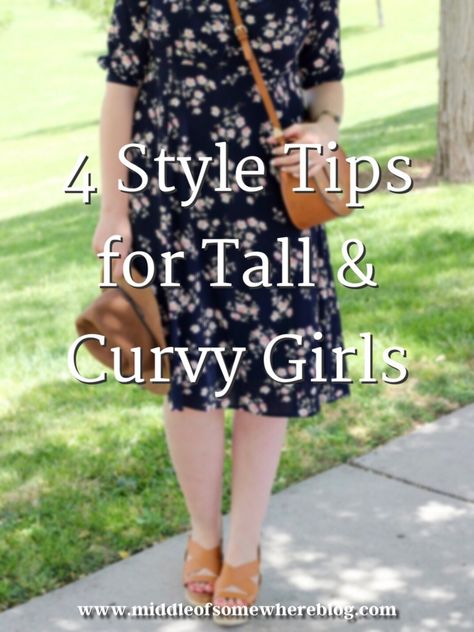 Style Tips for Tall & Curvy Girls - http://www.middleofsomewhereblog.com/2016/07/style-tips-for-tall-curvy-girls.html Midsize Tall Fashion, Tall Midsize Outfits, Tall Midsize Girl Outfits, Tall Plus Size Outfits, Tall And Curvy Outfits, Tall Midsize Fashion, Tall Fashion For Women, Outfits For Tall Women, Tall Women Outfits