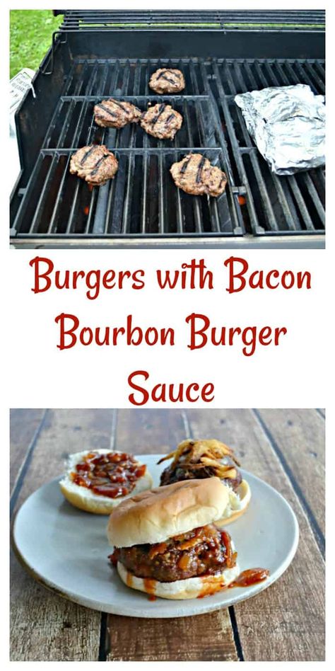 It's easy to make Burgers with my homemade Bacon Bourbon Burger Sauce Bourbon Burger, Bourbon Sauce For Burgers, Bourbon Burgers Recipe, Bourbon Burger Recipe, Bacon Bourbon Bbq Sauce, Barbecue Bacon Burger, Bourbon Bacon Jam Burgers, Bacon Jam Burger, Meatloaf Burgers