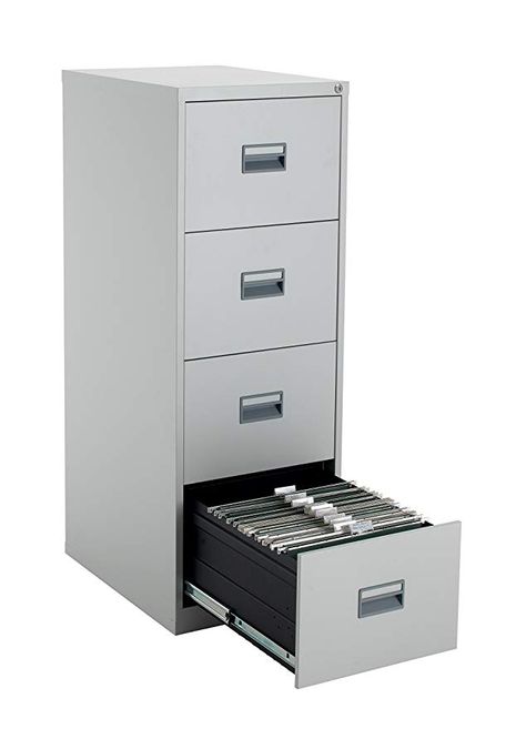 Talos Heavy Duty Steel Filing Cabinet, 40 kg Drawer Tolerance, Grey, 4 Literature Organizer, File Organiser, Steel Cabinet, Drawer Storage, Office Room, Office Storage, File Cabinet, Storage Drawers, Filing Cabinet