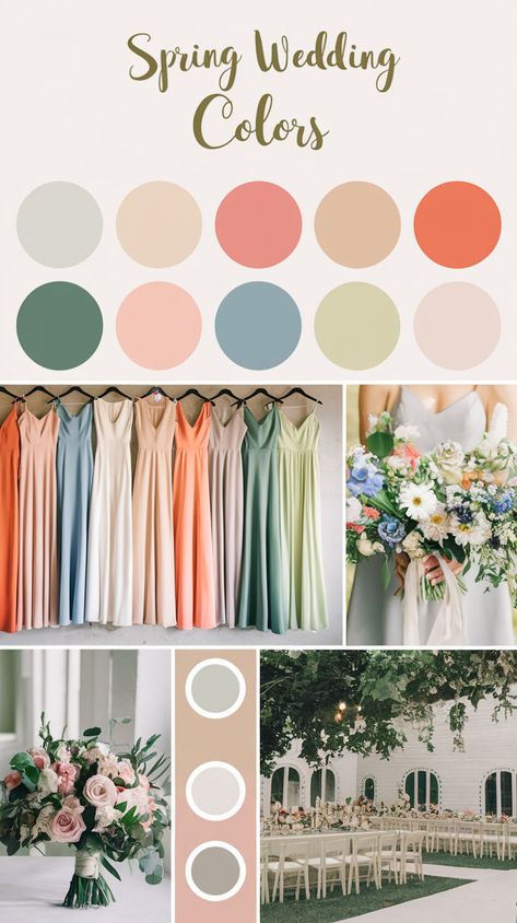 Muted Spring Wedding Colors, Wedding Color Pallets Spring, Late Spring Early Summer Wedding Colors, Spring Garden Wedding Color Palette, Wedding Colors Schemes Spring, August Wedding Ideas Color Palettes, March Wedding Color Schemes, Outdoor Wedding Color Schemes, Spring Wedding Simple