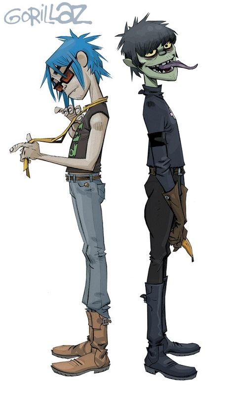 Damon and Jamie♥ Gorillaz Art Style, 2d And Murdoc, Murdoc Gorillaz, Jamie Hewlett Art, 2-d Gorillaz, Sunshine In A Bag, Russel Hobbs, Monkeys Band, Jamie Hewlett